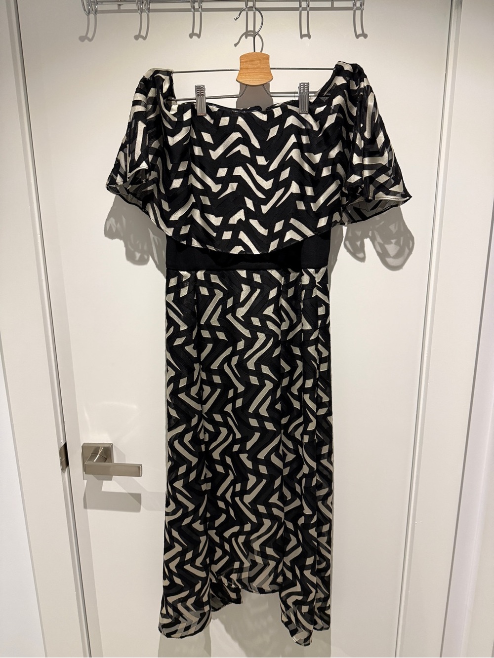 Geometric Midi Dress with Waist Panel